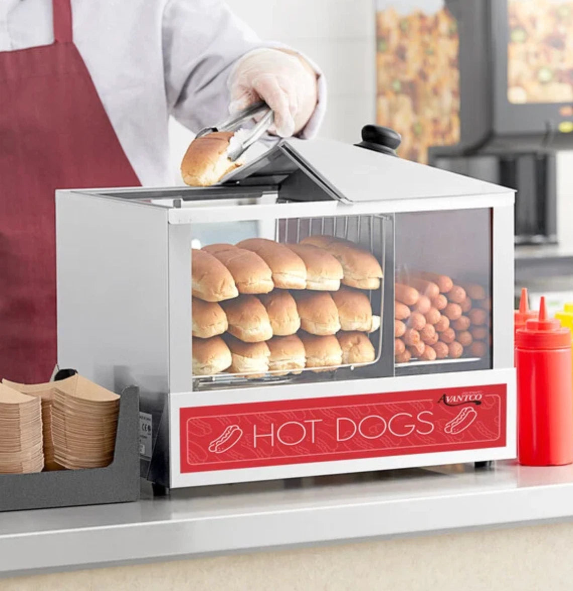 Commercial Catering Hot Dog Steamer Warmer Cooker Machine Bun Food Electric NEW