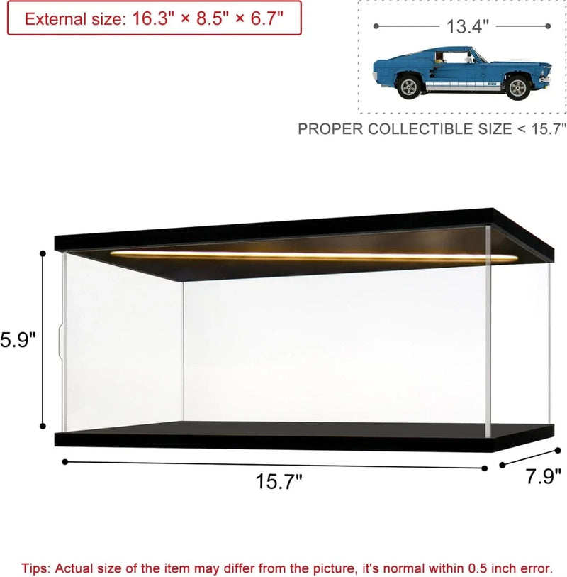 Car Display Case Acrylic LED Light 1/12 Clear Rack Model 1/18 Diecast Door Box