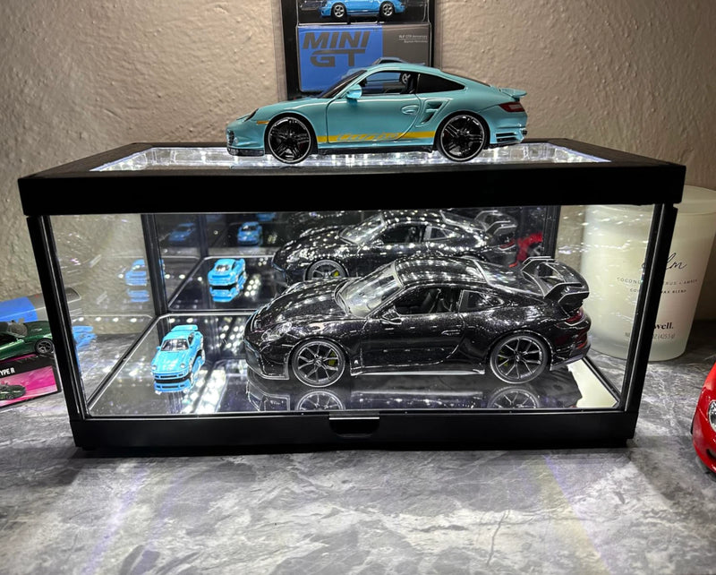 Car Display Case Acrylic LED Light 1/18 Matchbox Model 1/24 Diecast Rack Cabinet