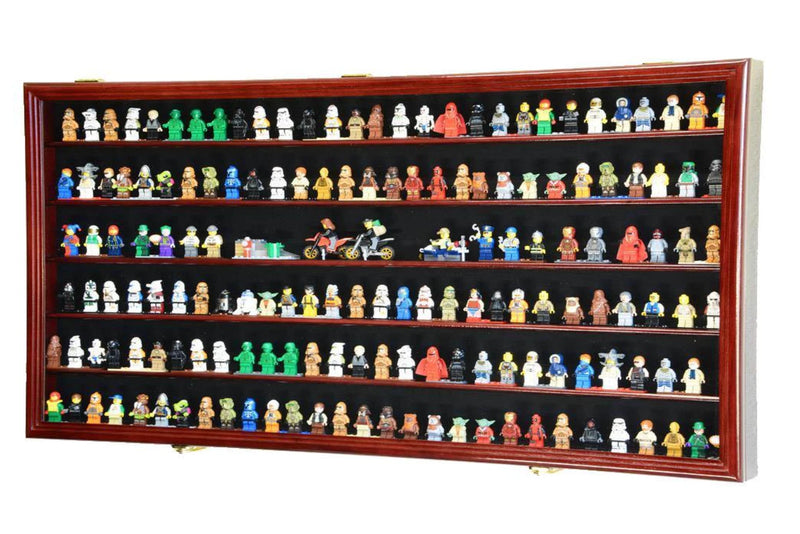Minifigures Display Case Sold Wood Finish 180 Pcs LEGO Figurines Locking Cabinet