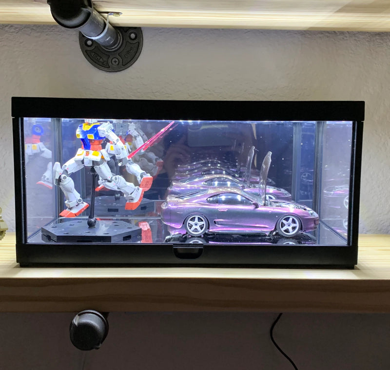 Car Display Case Acrylic LED Light 1/18 Matchbox Model 1/24 Diecast Rack Cabinet
